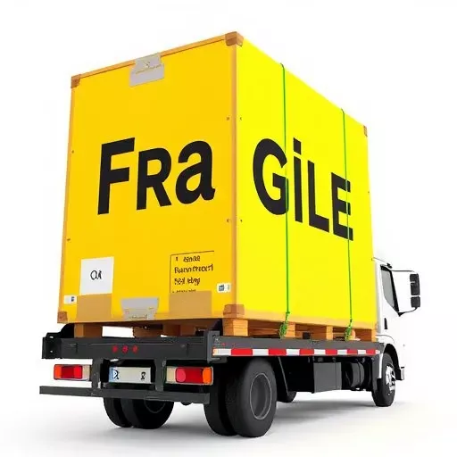 A labelled fragile box on a truck